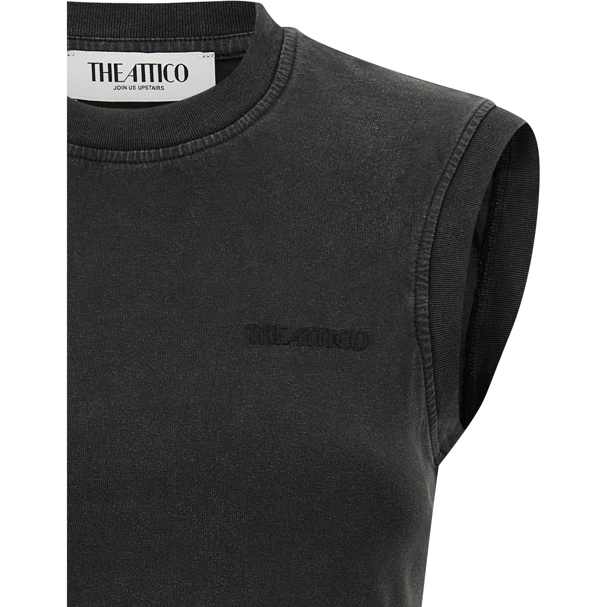 Black Cotton Sleeveles T-Shirt