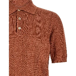 Orange Linen Polo Shirt