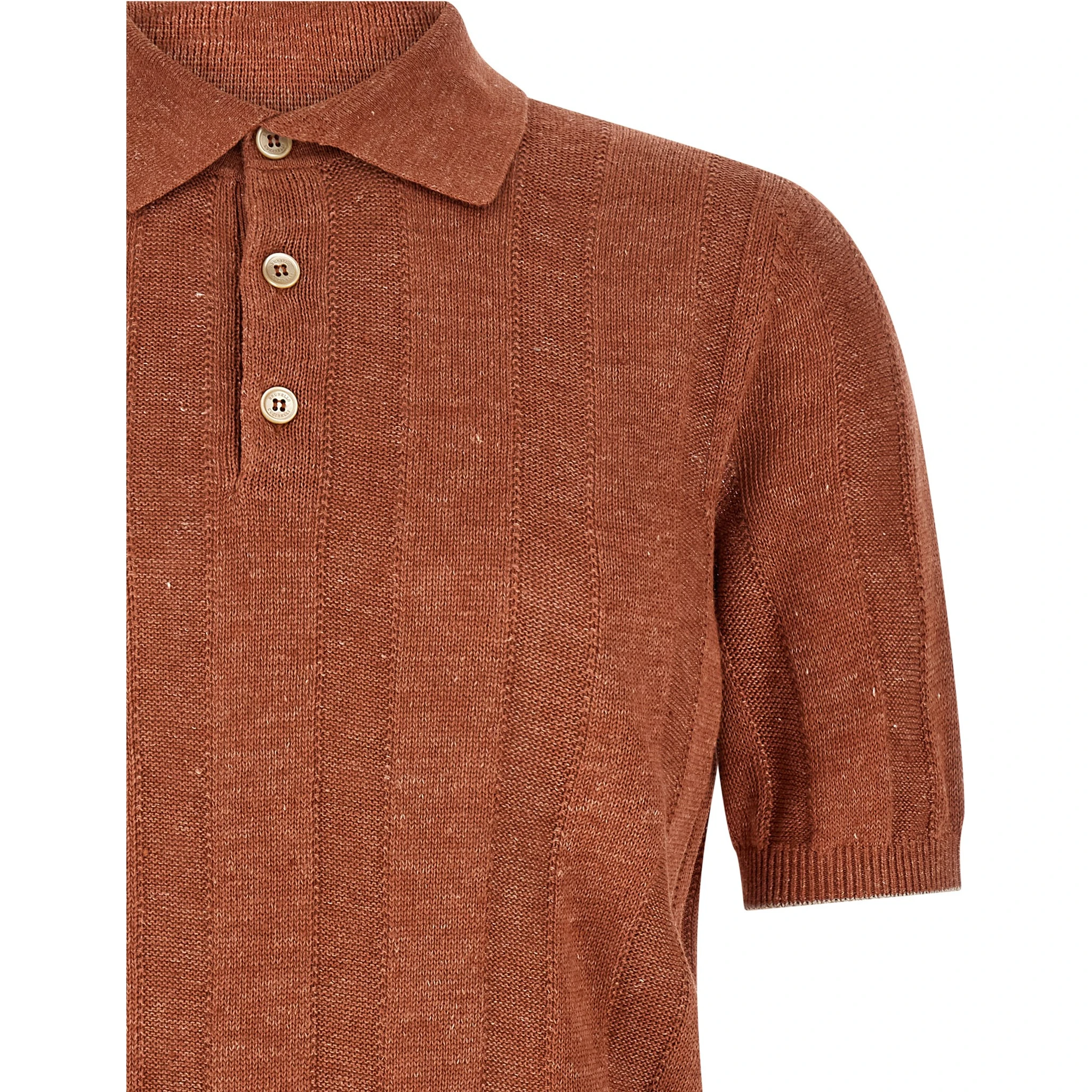 Orange Linen Polo Shirt