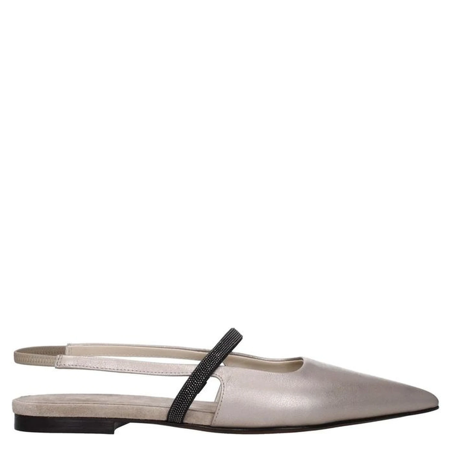 Beige Leather Ballet Flats
