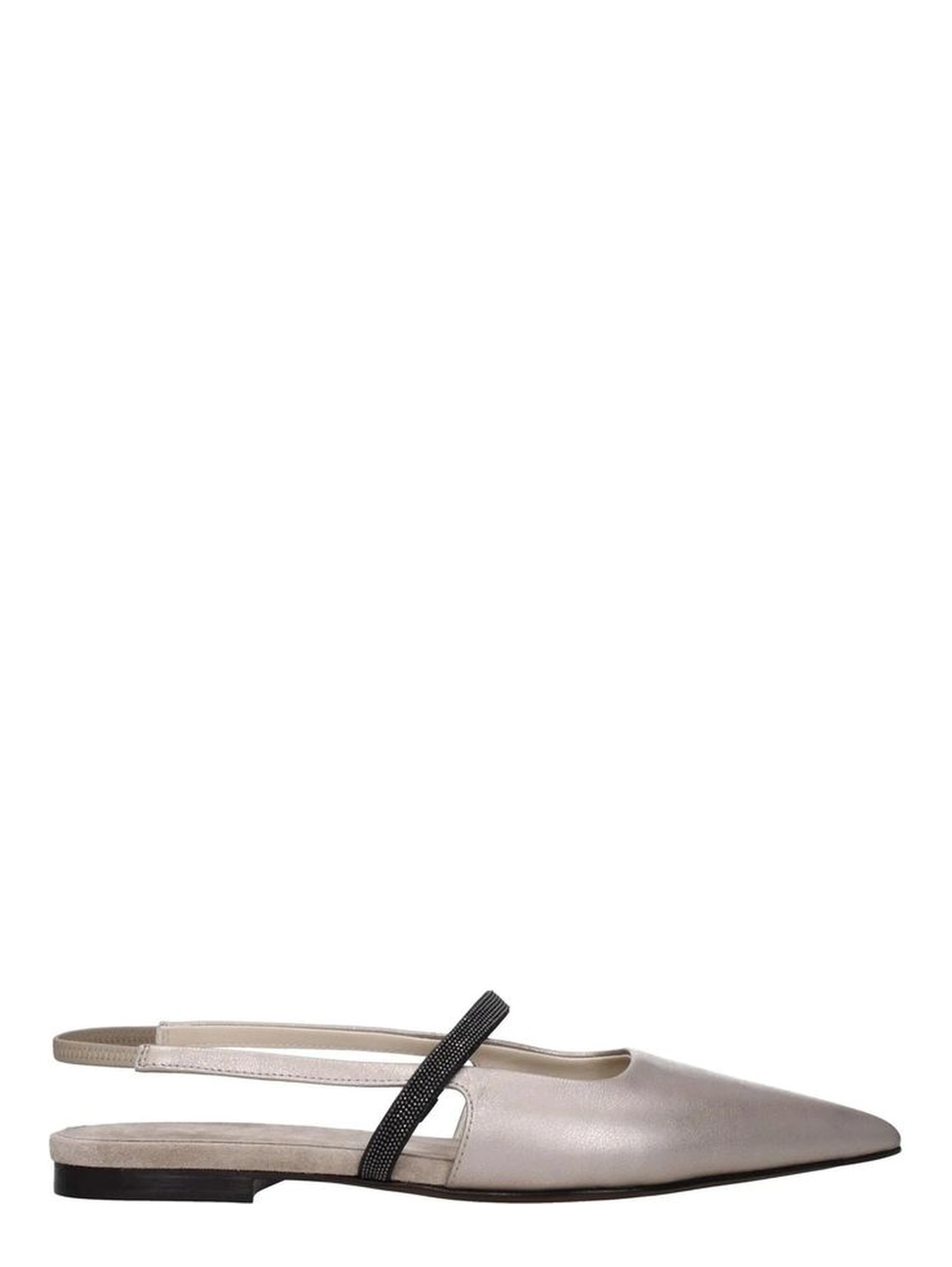 Beige Leather Ballet Flats