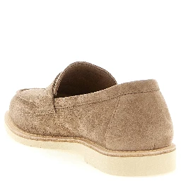 Beige Calfskin Slip-On Loafers