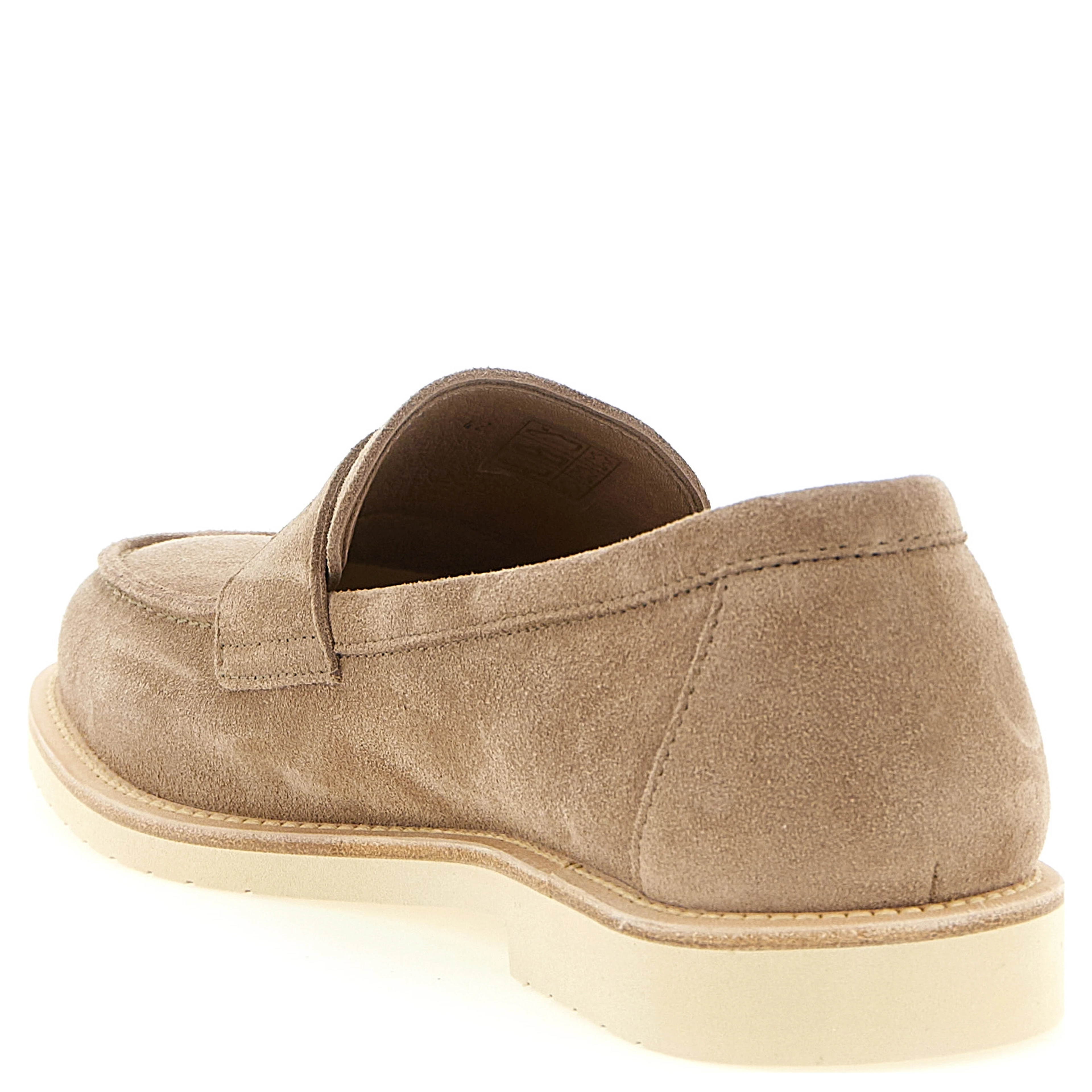 Beige Calfskin Slip-On Loafers