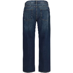 Blue Cotton Straight-Leg Jeans