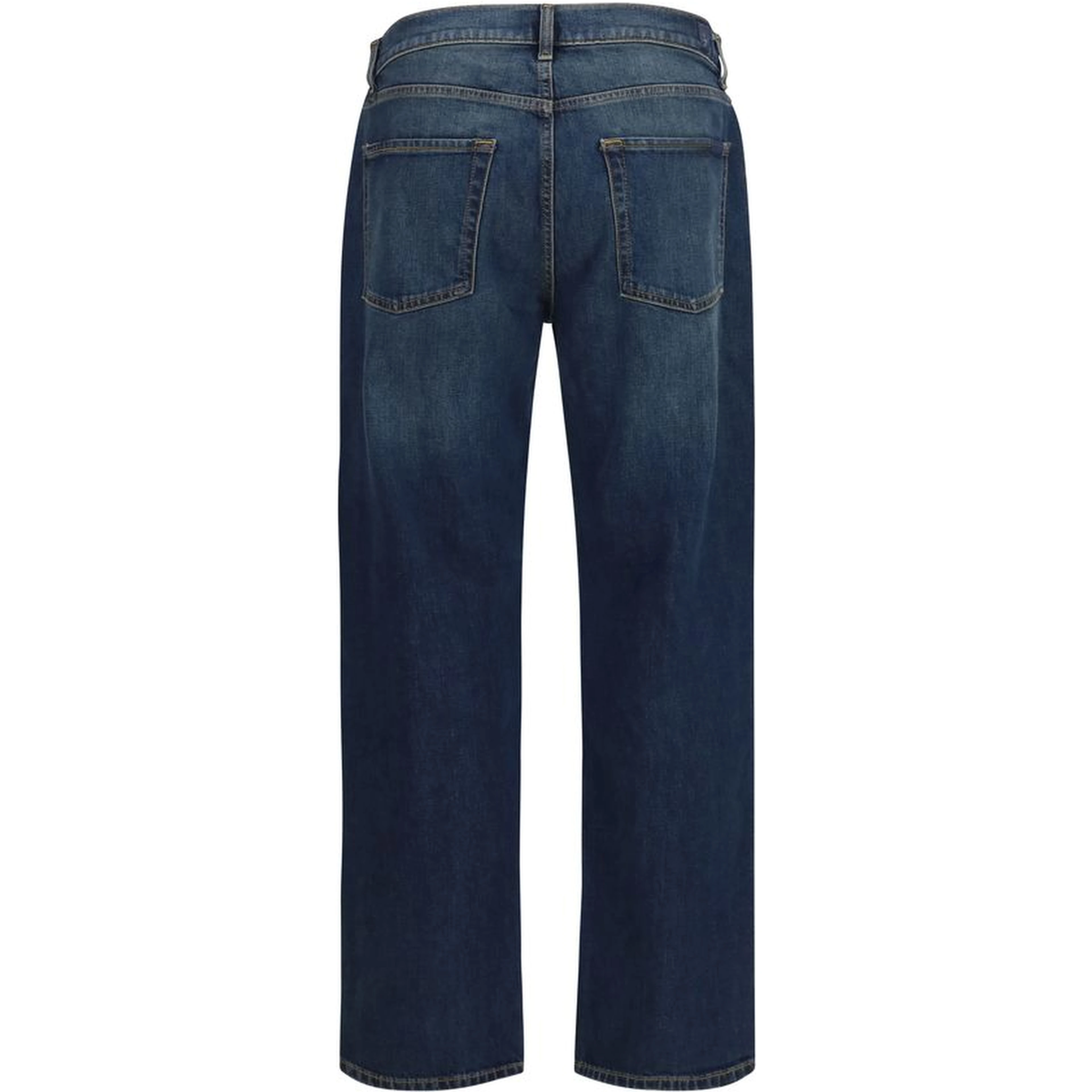 Blue Cotton Straight-Leg Jeans