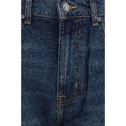 Blue Cotton Straight-Leg Jeans