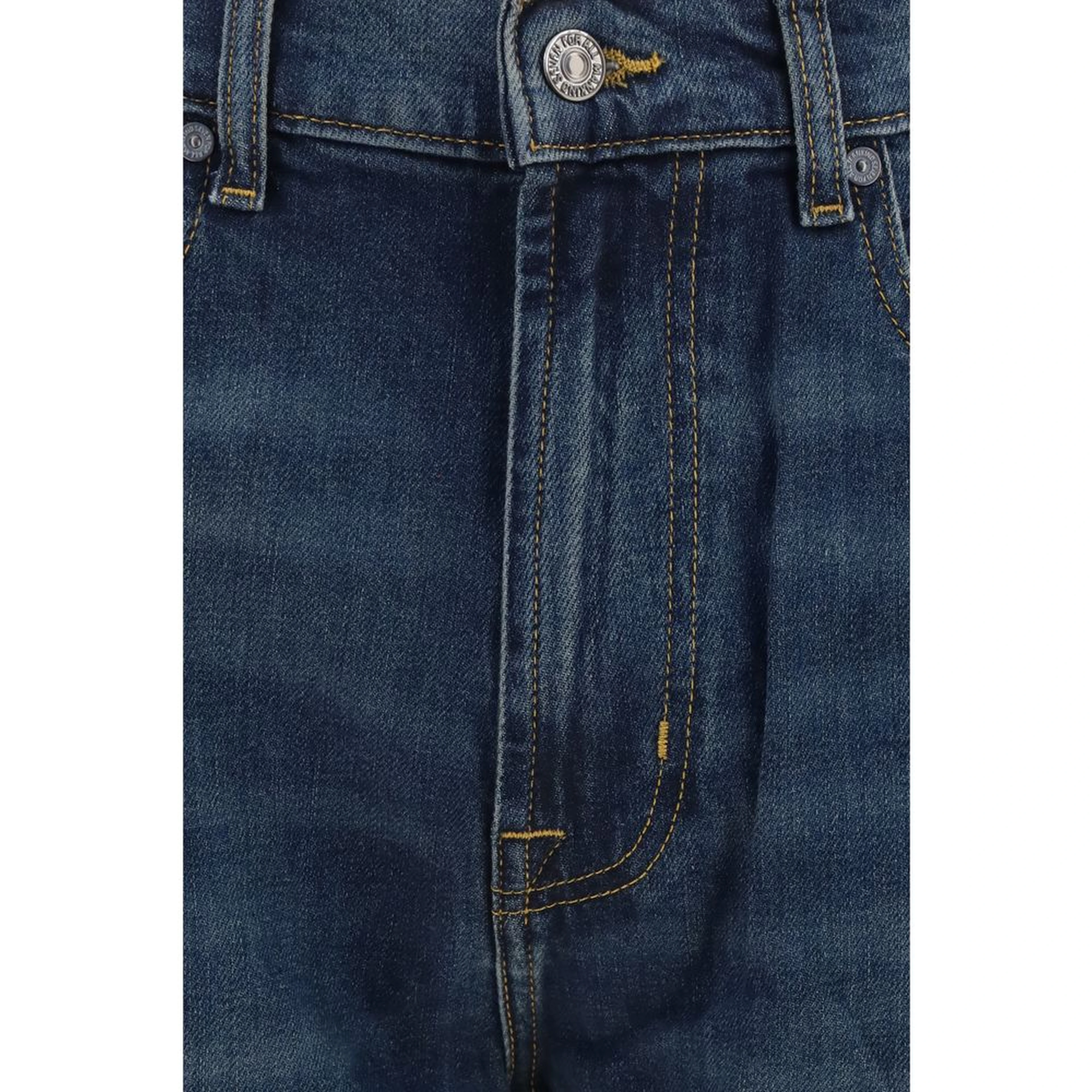 Blue Cotton Straight-Leg Jeans