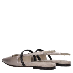 Beige Leather Ballet Flats