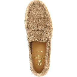 Beige Calfskin Slip-On Loafers