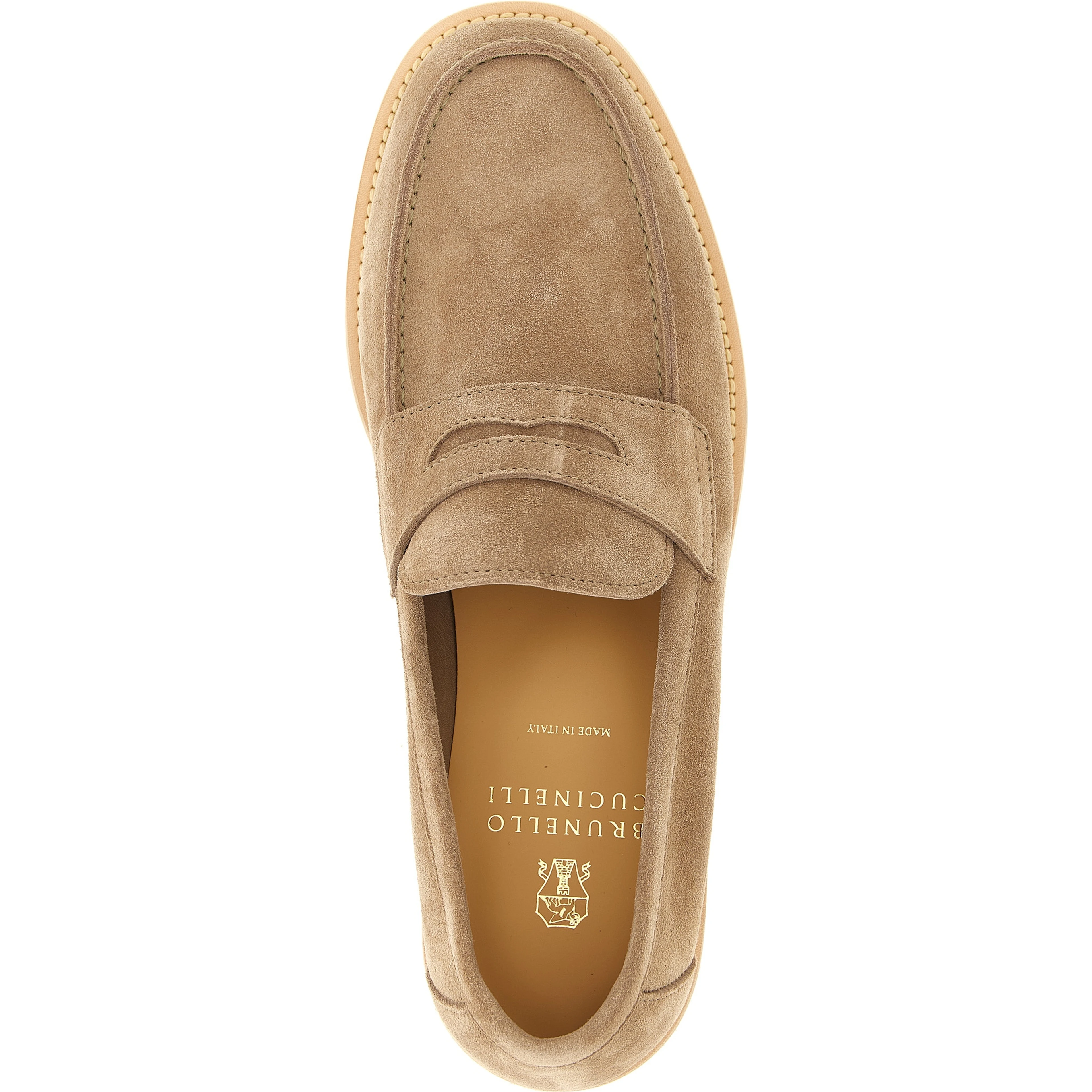 Beige Calfskin Slip-On Loafers
