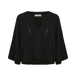Black Cotton Women Sweater