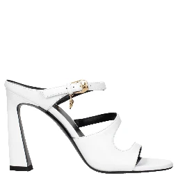 White Leather Stiletto Heel Sandals