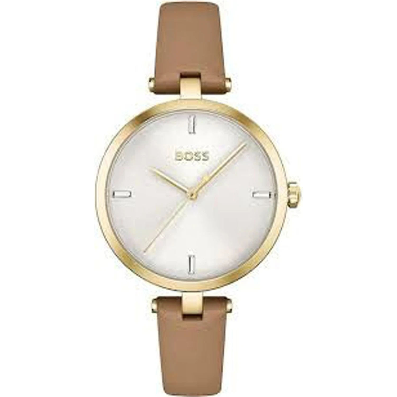 Beige Leather Dress Watch