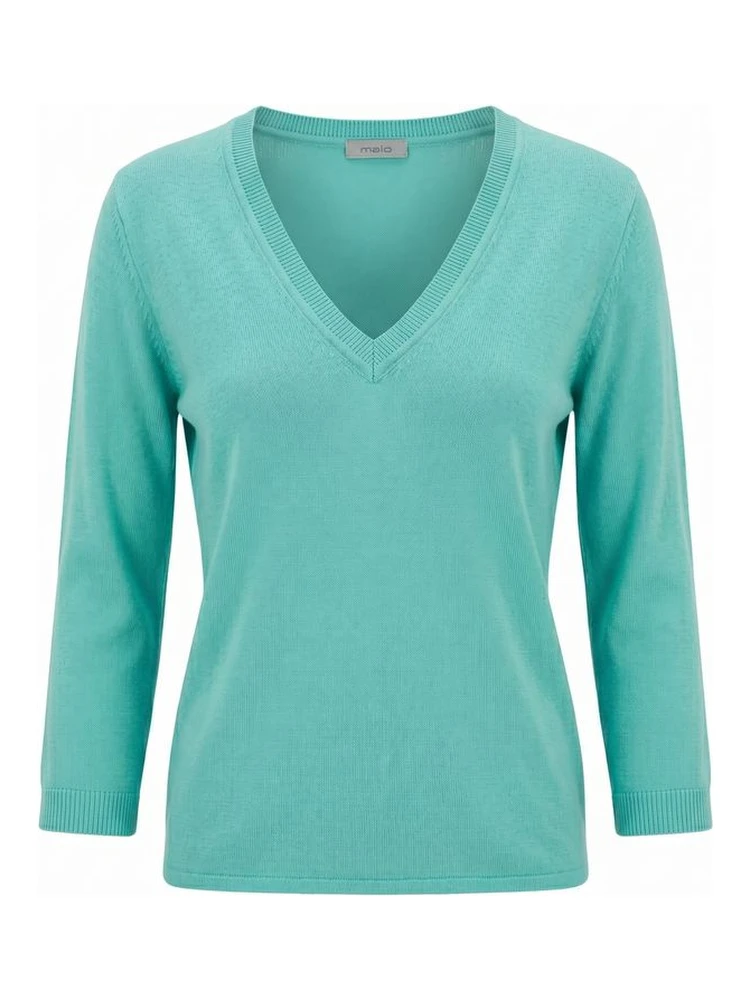 Blue Cotton Women Sweater