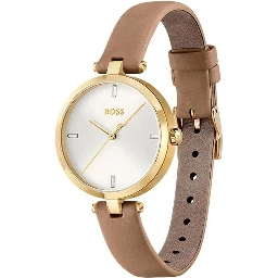 Beige Leather Dress Watch