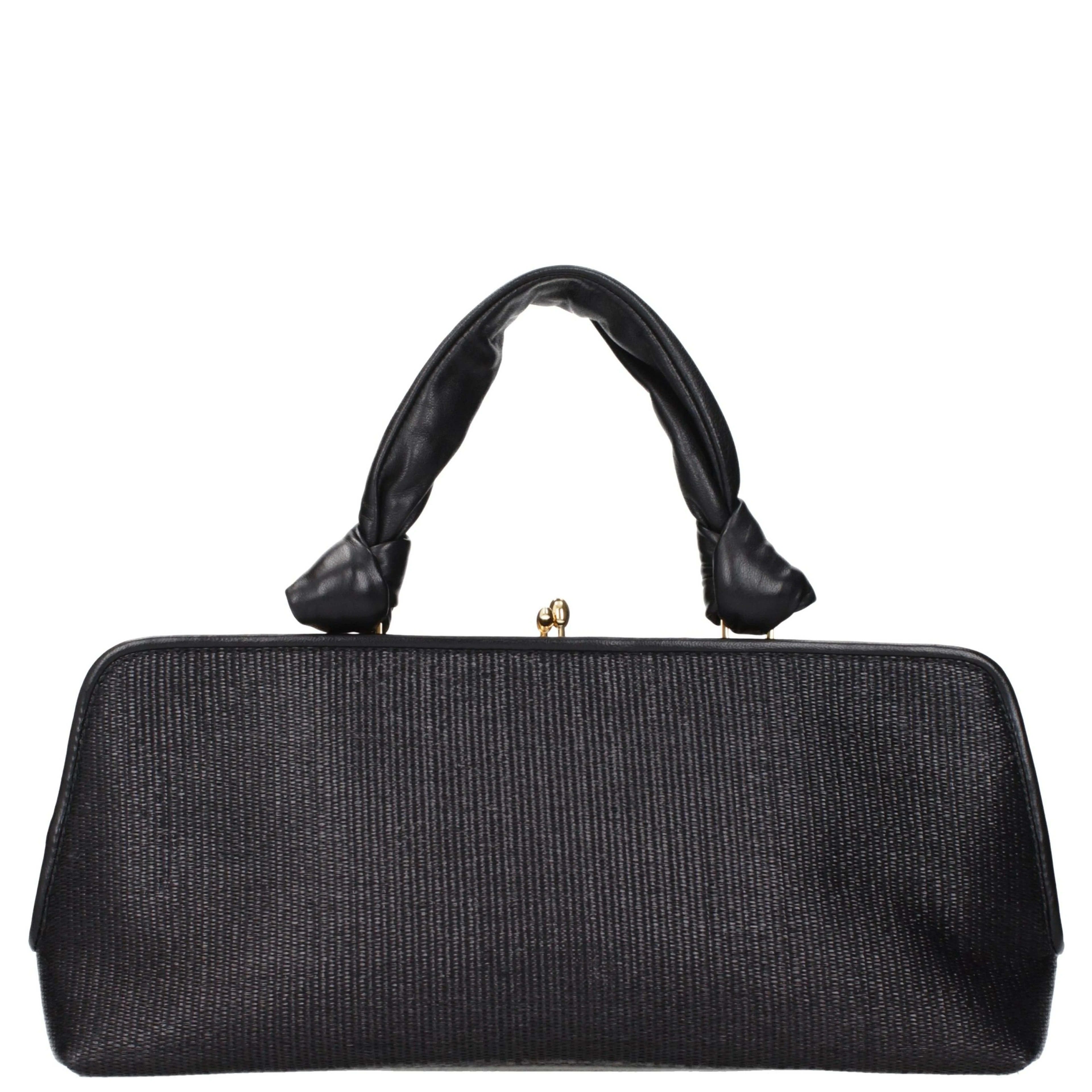 Black Raffia Handbag