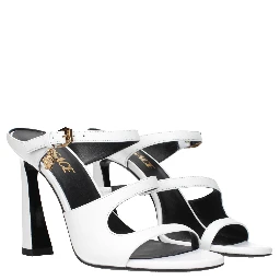 White Leather Stiletto Heel Sandals