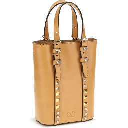 Beige Calf Leather Bos Taurus Shoulder Bag