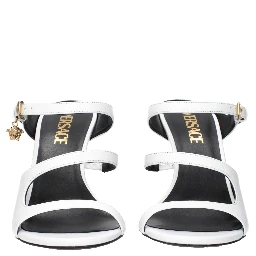 White Leather Stiletto Heel Sandals