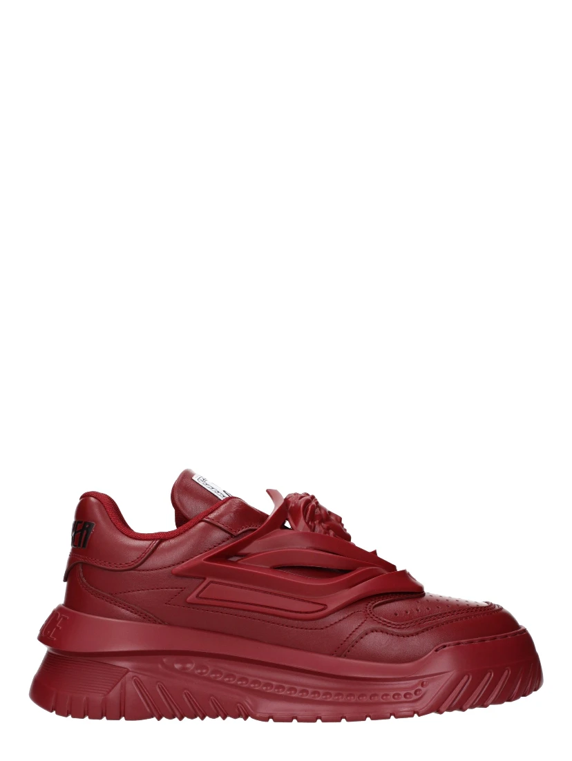 Red Leather Chunky Sneakers