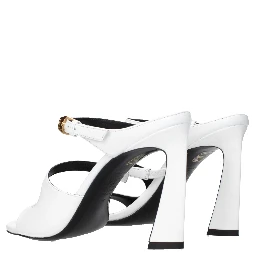 White Leather Stiletto Heel Sandals