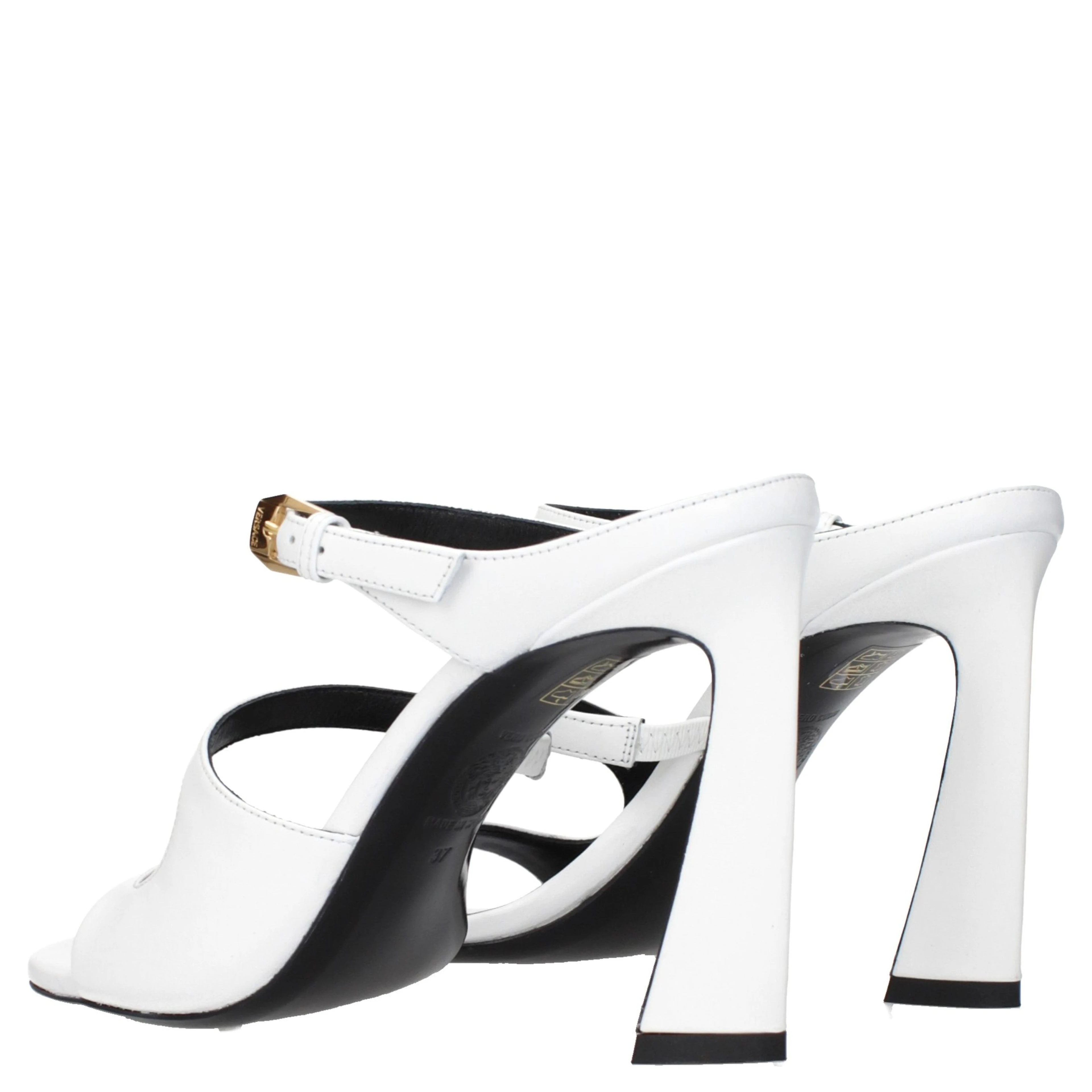 White Leather Stiletto Heel Sandals