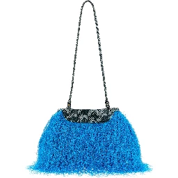 Blue Polyester Clutch Bag