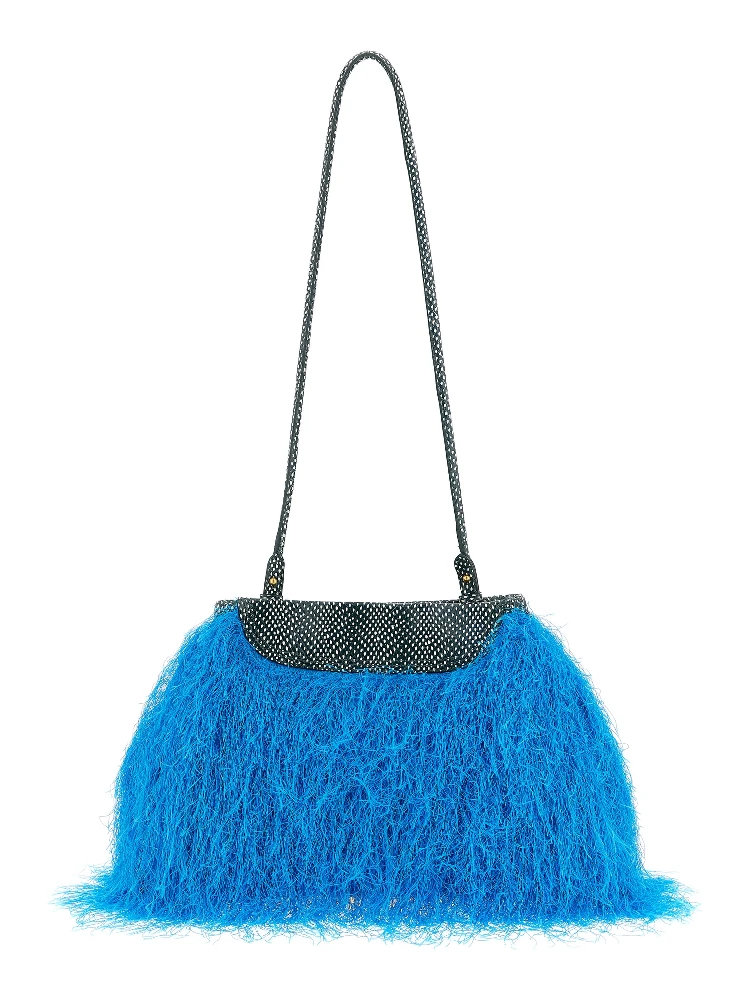 Blue Polyester Clutch Bag