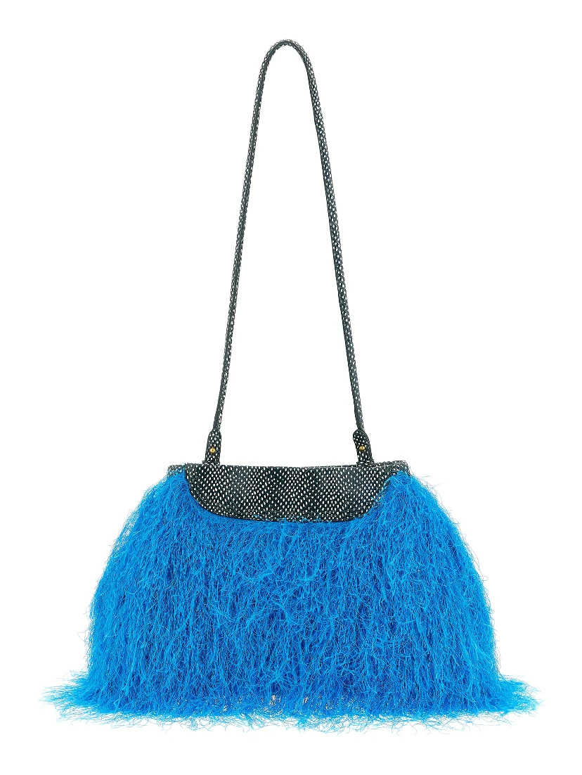 Blue Polyester Clutch Bag