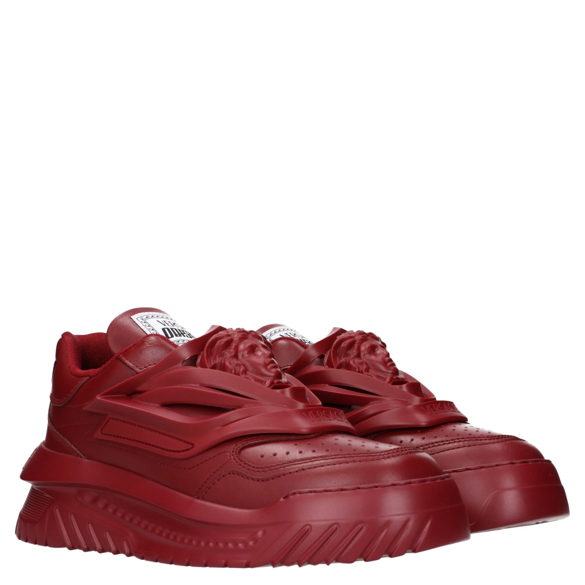 Red Leather Chunky Sneakers