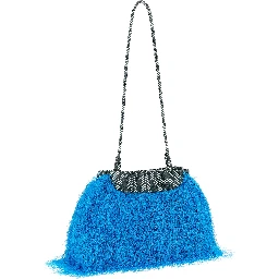 Blue Polyester Clutch Bag