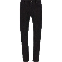 Black Cotton Straight-Leg Jeans