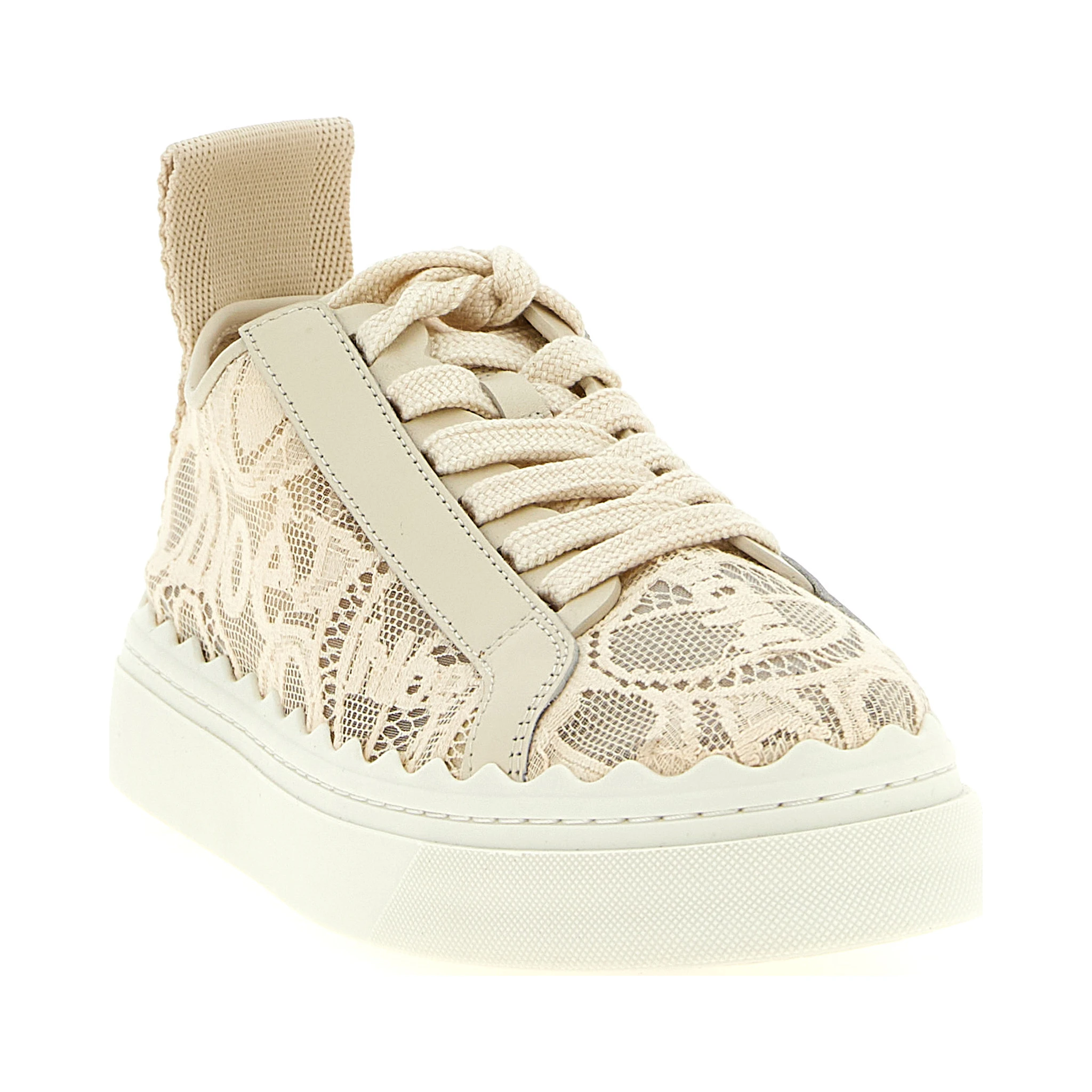 Beige Polyamide Low Top Sneakers