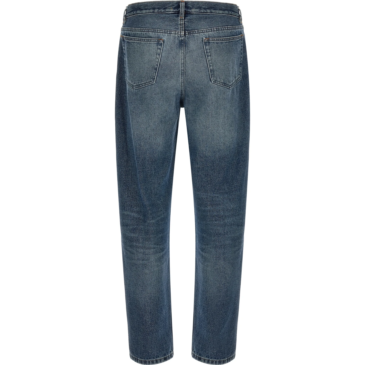 Blue Cotton Straight-Leg Jeans