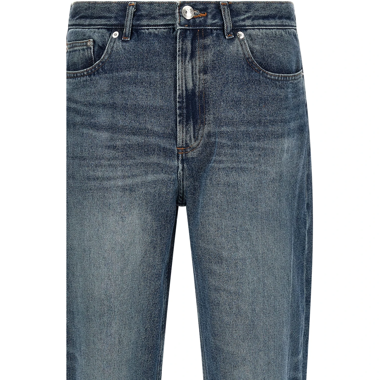 Blue Cotton Straight-Leg Jeans