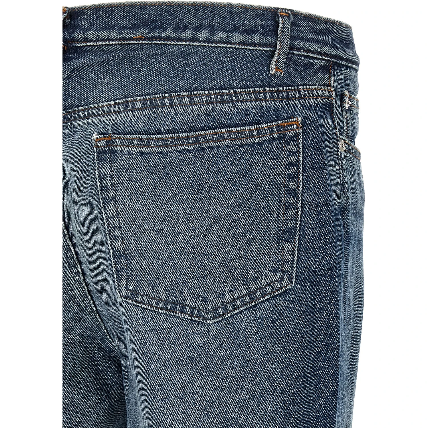 Blue Cotton Straight-Leg Jeans