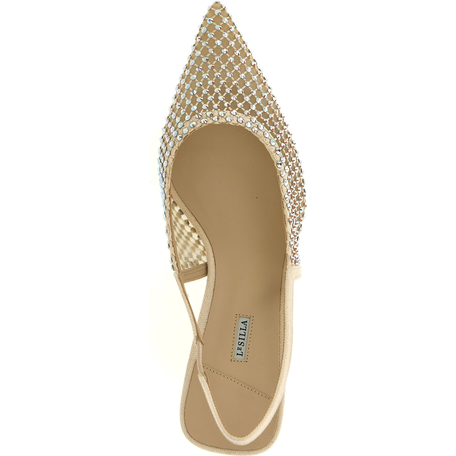 Beige Polyester Mid Heel Pumps