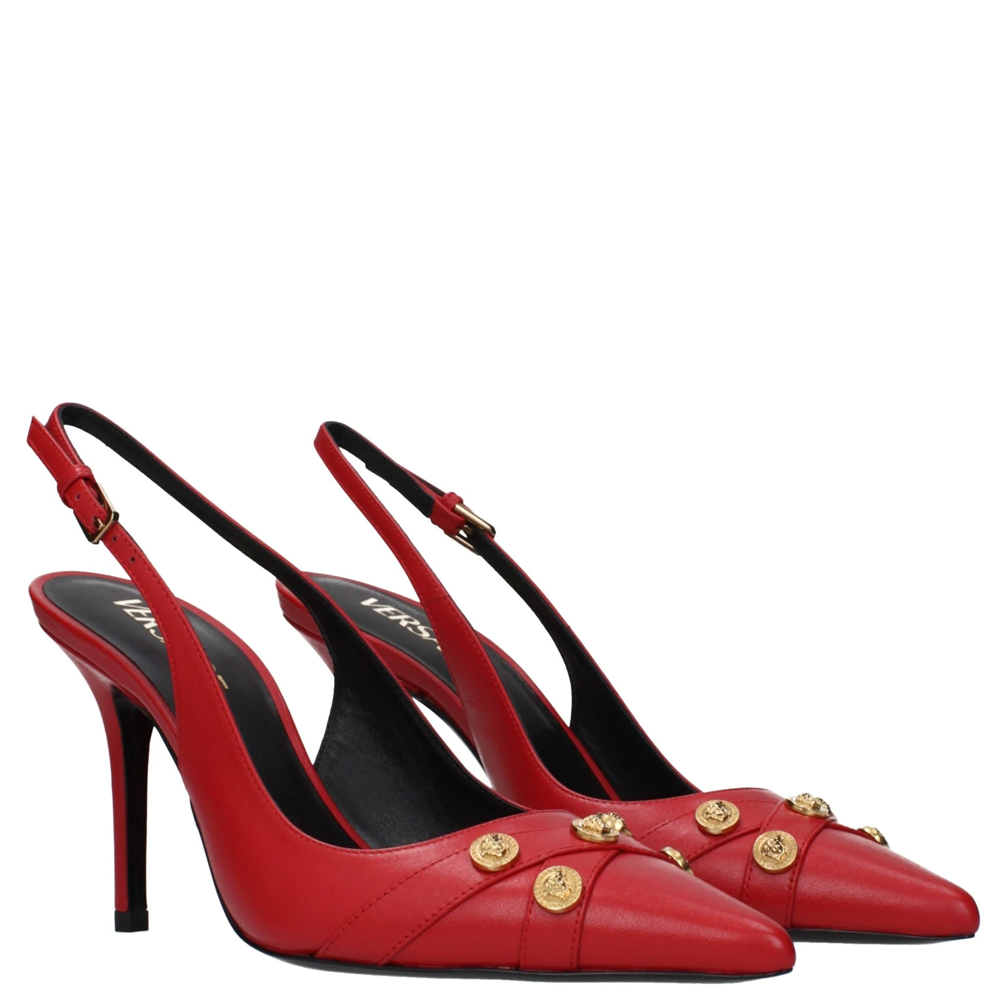 Red Leather High Heel Pumps