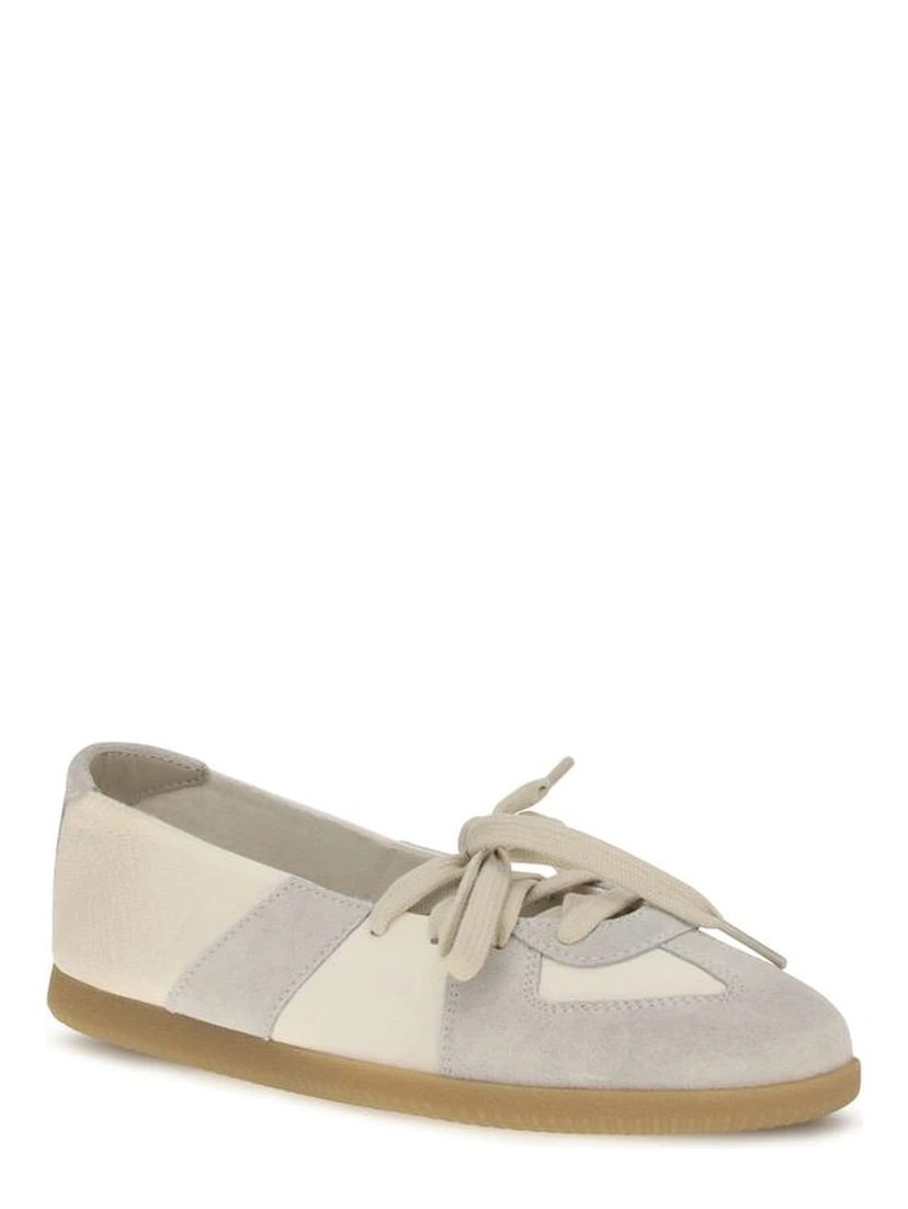 Beige Calf Leather Bos Taurus Ballet Flats