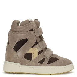 Beige Calf Leather Bos Taurus High Top Sneakers