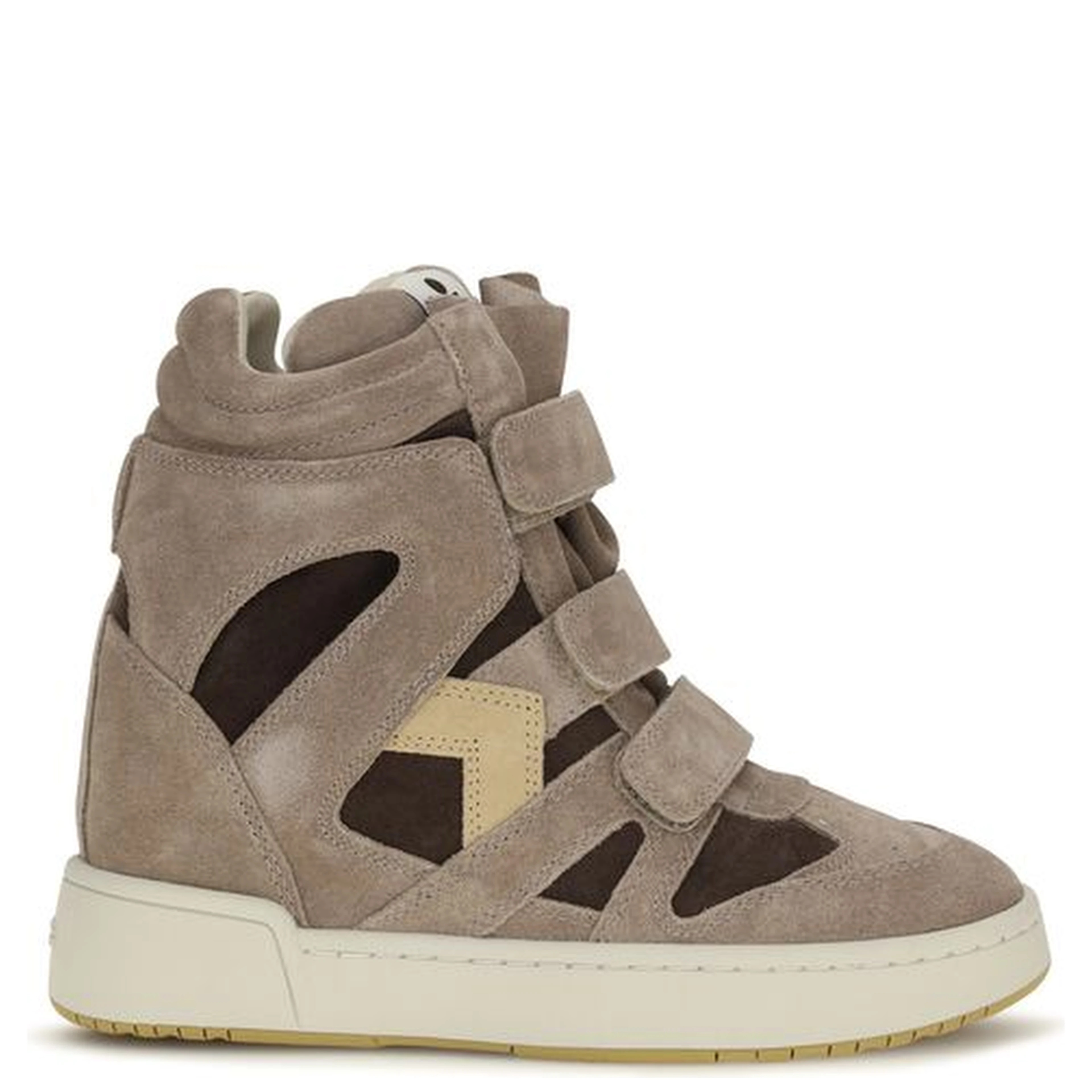 Beige Calf Leather Bos Taurus High Top Sneakers