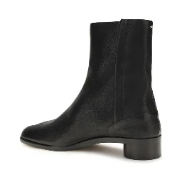 Black Calf Leather Bos Taurus Ankle Boots