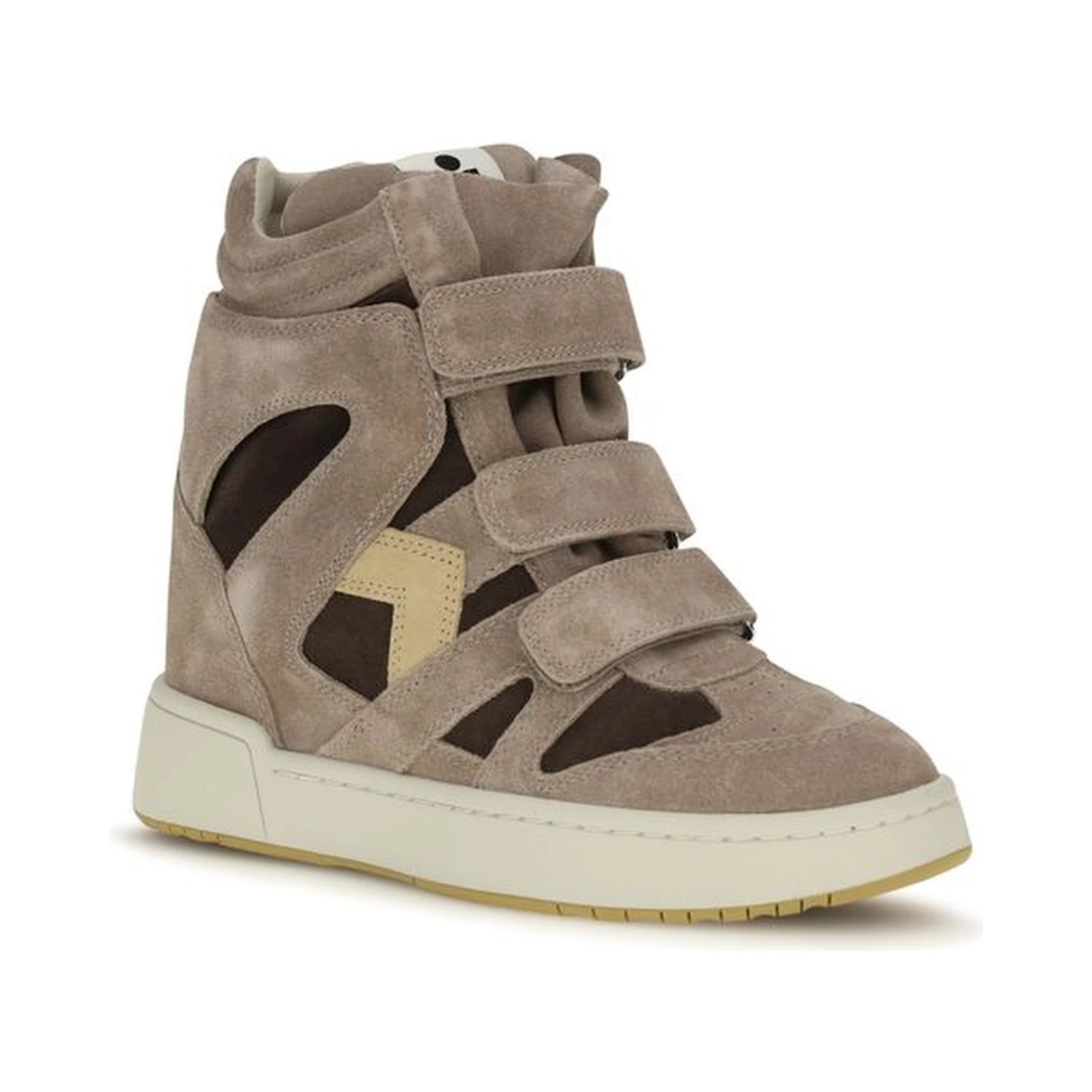 Beige Calf Leather Bos Taurus High Top Sneakers