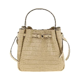 Beige Cowhide Shoulder Bag