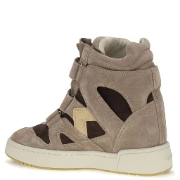 Beige Calf Leather Bos Taurus High Top Sneakers
