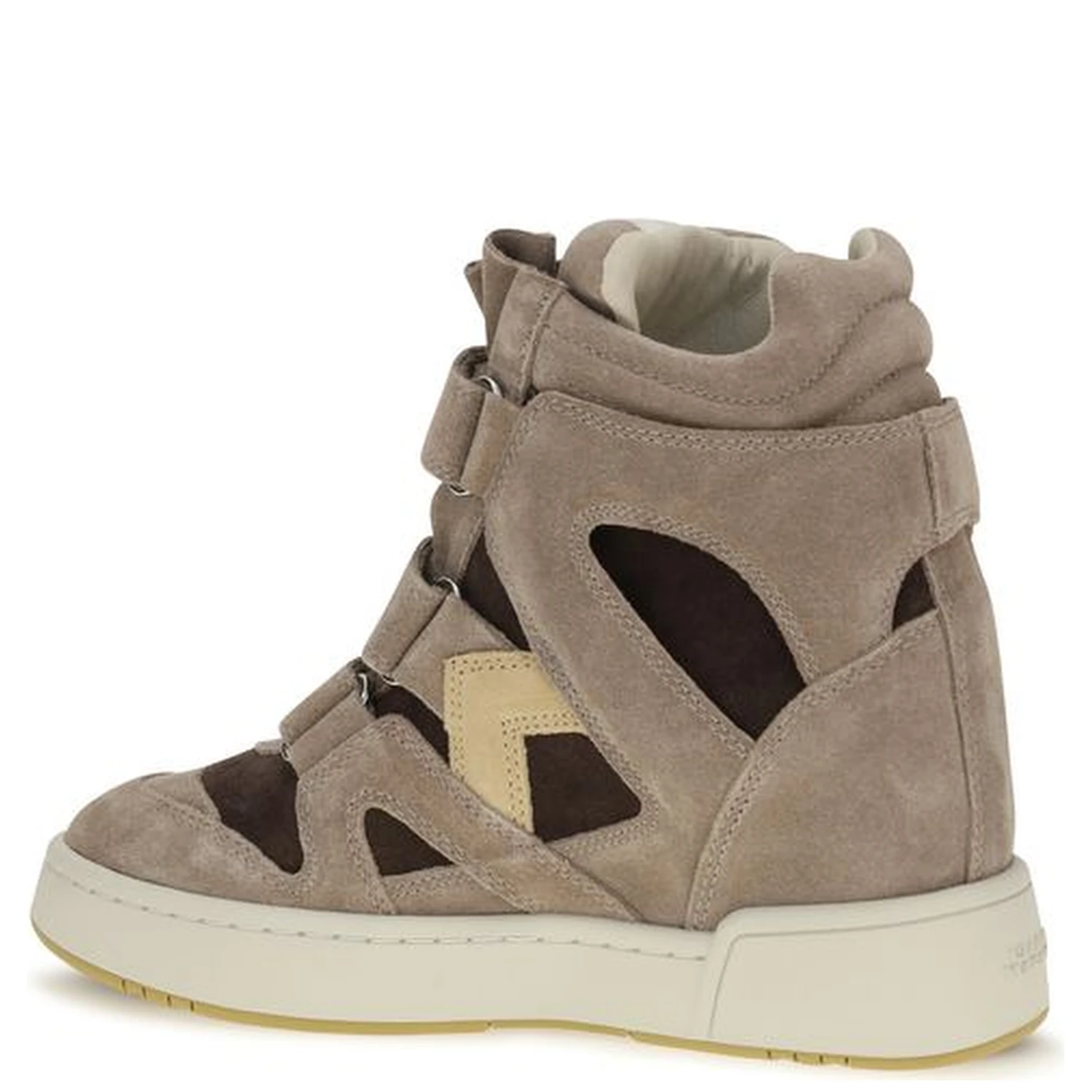Beige Calf Leather Bos Taurus High Top Sneakers