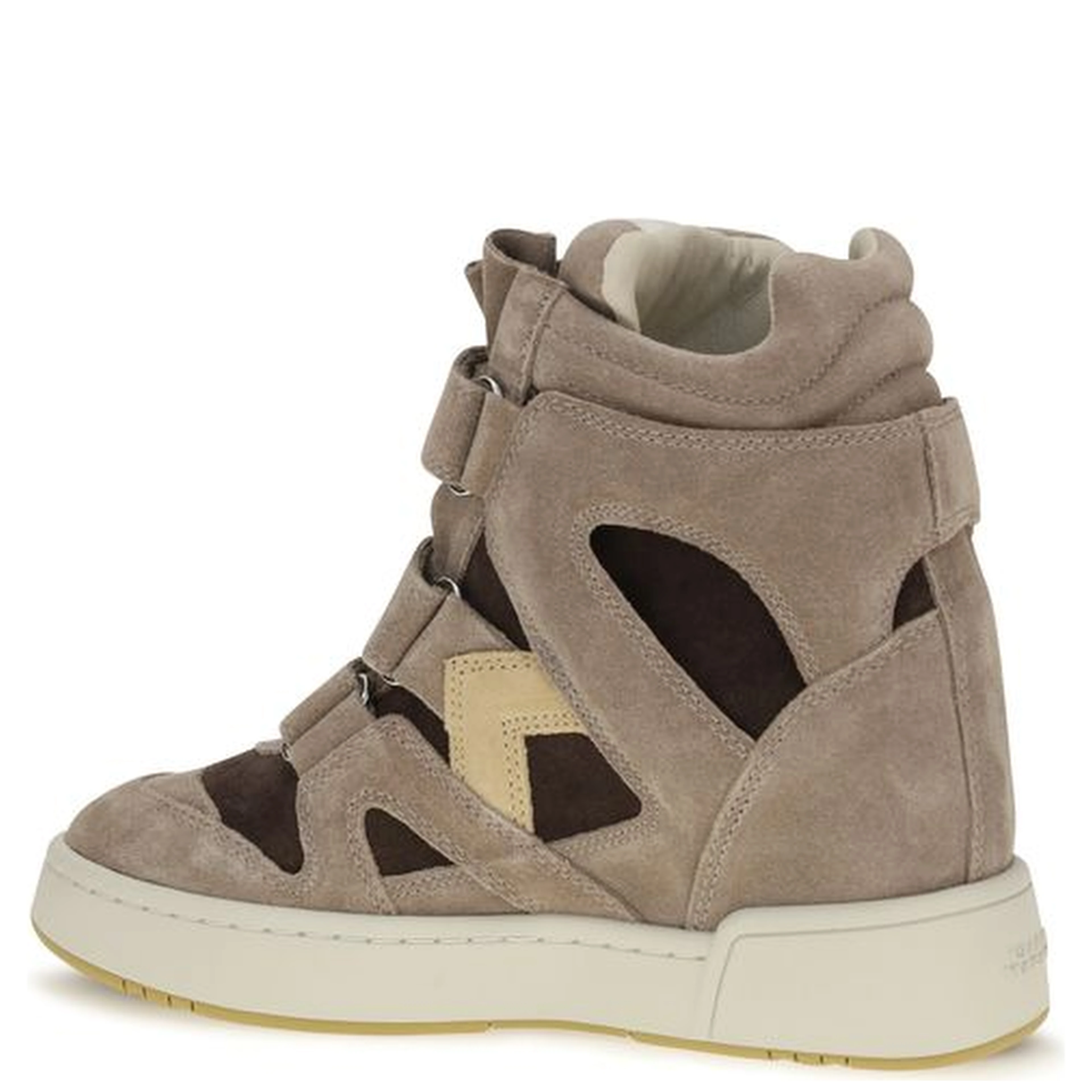 Beige Calf Leather Bos Taurus High Top Sneakers