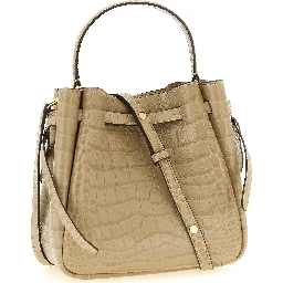 Beige Cowhide Shoulder Bag
