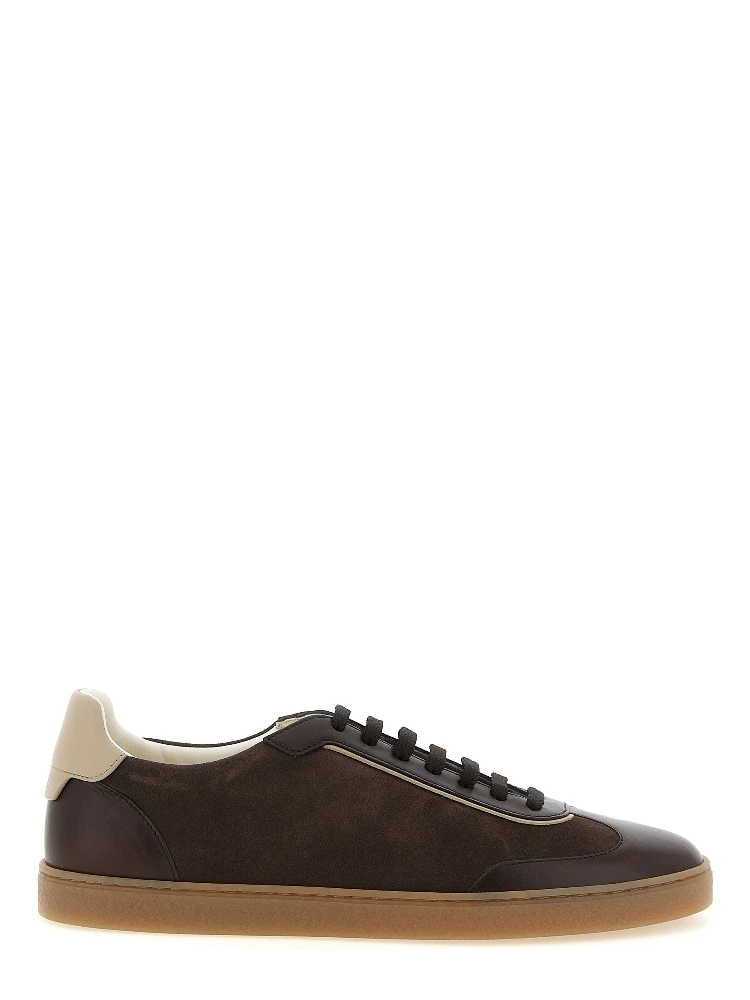 Brown Calfskin Low Top Sneakers