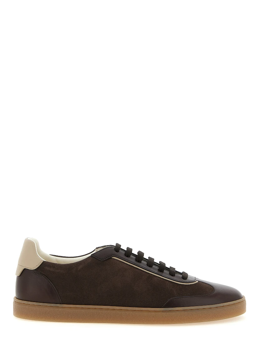 Brown Calfskin Low Top Sneakers